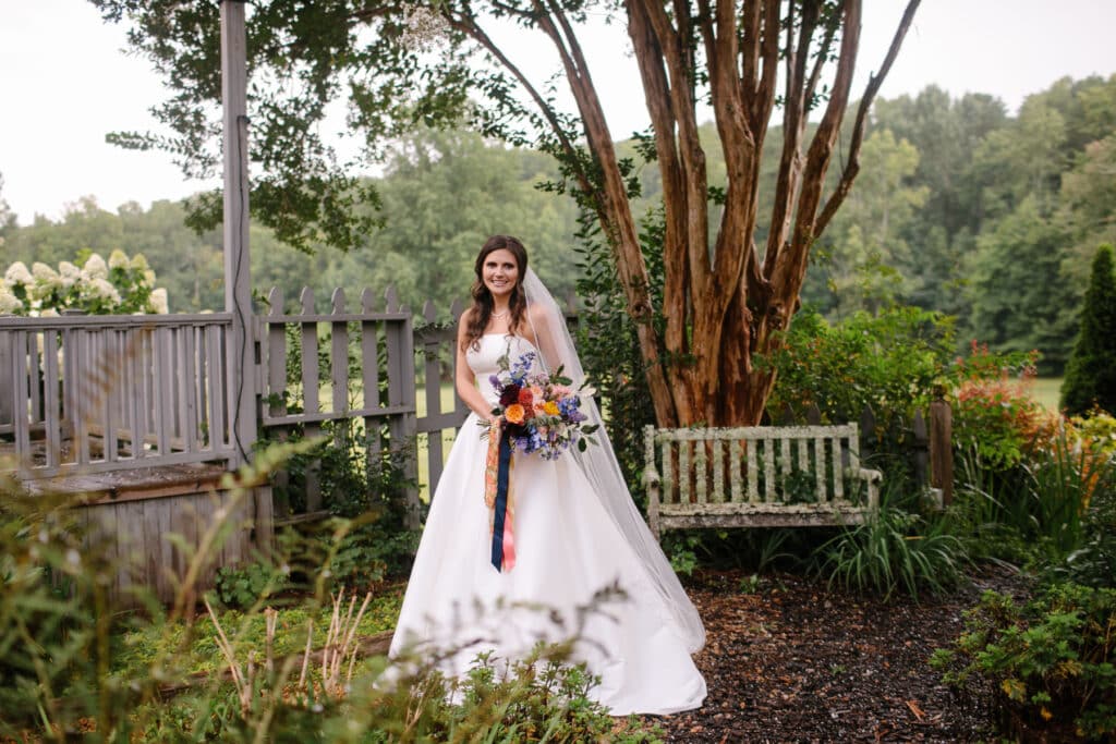 A beautiful bride in the garden at our North Georgia wedding venues