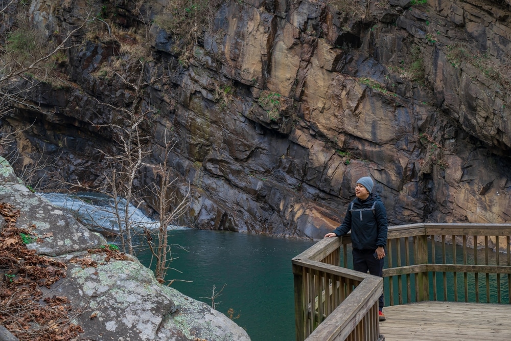 Man admiring Tallulah Gorge in the winter - one of the best places to visit in North Georgia while staying at our Bed and Breakfast in North Georgia