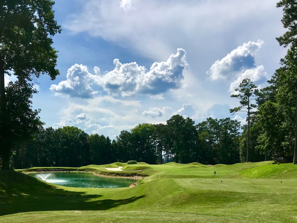 Greens at one of the golf courses in North Georgia