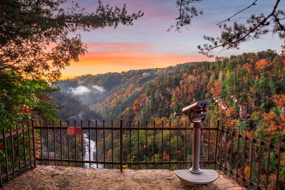 The Tallulah Falls Overlook at Tallulah Gorge State Park in fall