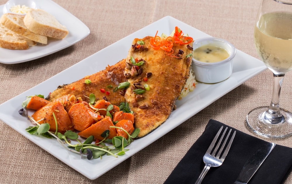 Delicious crusted trout at one of the best restaurants in Clarkesville, Georgia