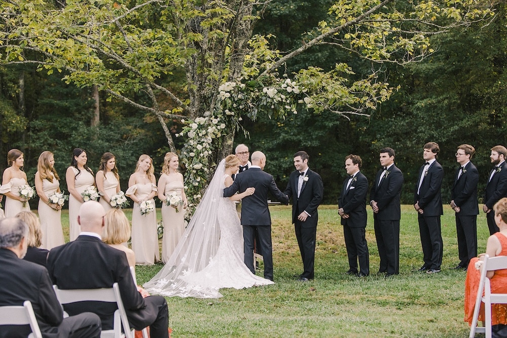 Wedding party at our outdoor venue at one of the best North Georgia wedding venues