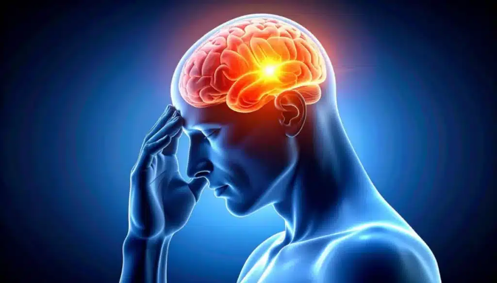 A Wellness Retreat in the North Georgia Mountains That Changes Everything 1 Illustration of a person with highlighted brain representing brain fog, stress and low energy